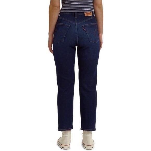 NWT $79.50 Levi's Ribcage Straight Ankle Distressed Dark Wash Jeans Women 32x27 - Picture 4 of 15